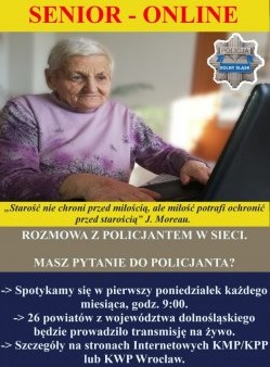Plakat dotyczący spotkania z seniorami on-line